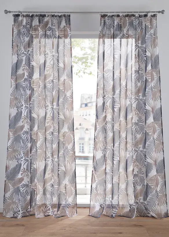 Bpc Living Bonprix Collection Gardine Mit Blätter Druck Mit Recyceltem Polyester (1er Pack)
