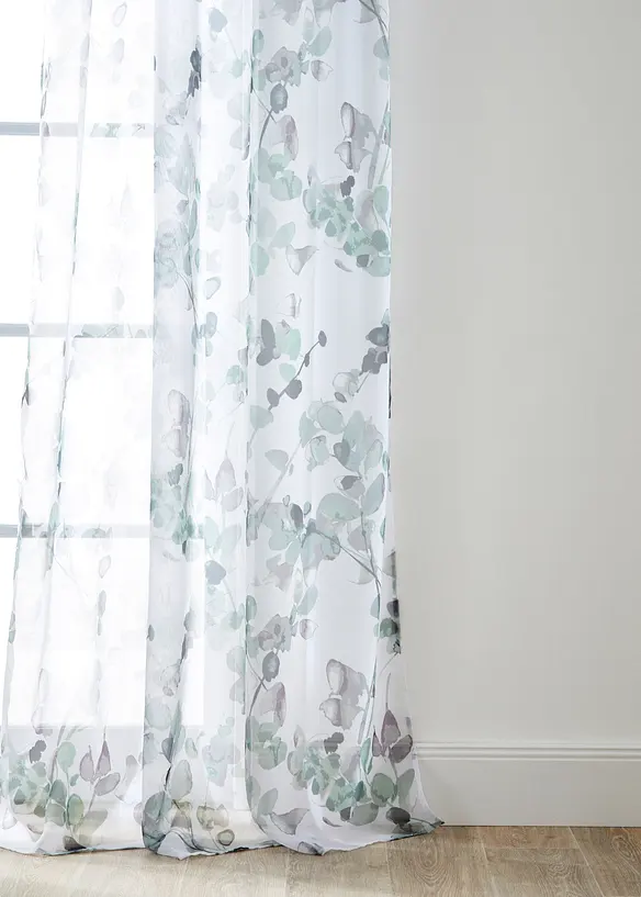 bpc living bonprix collection Gardine mit Blumen Druck inkl. Raffhalter (1er Pack)