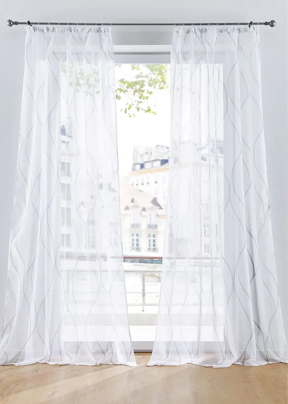 Bonprix Gardine Mit Wellen Druck Mit Recyceltem Polyester (1er Pack)