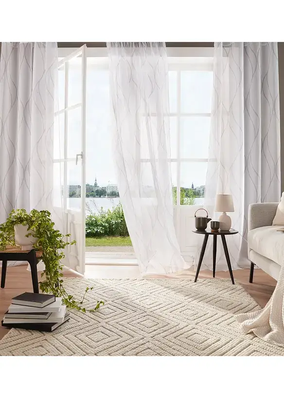 Bonprix Gardine Mit Wellen Druck Mit Recyceltem Polyester (1er Pack)