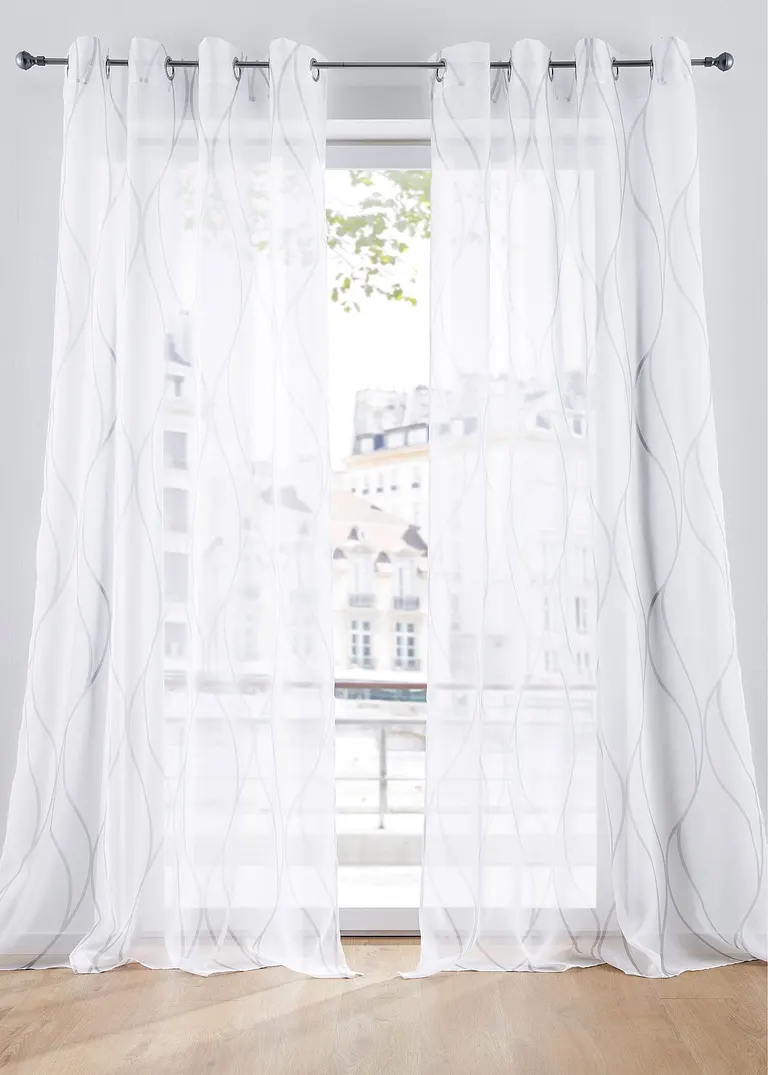 Bonprix Gardine Mit Wellen Druck Mit Recyceltem Polyester (1er Pack)