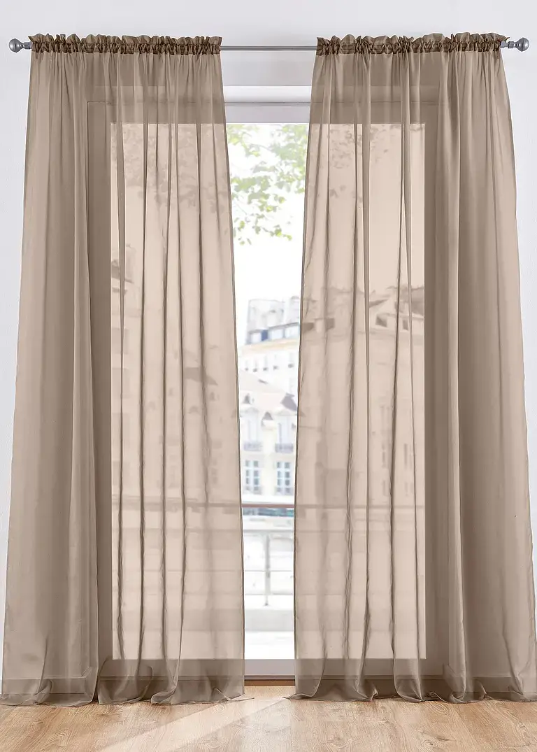 Bonprix Gardinen Einfarbig Mit Recyceltem Polyester (2er Pack)