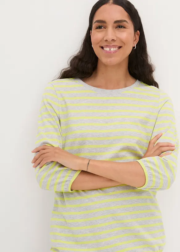 Bonprix Gestreiftes Bio-Baumwoll Shirt Mit 3/4 Ärmeln
