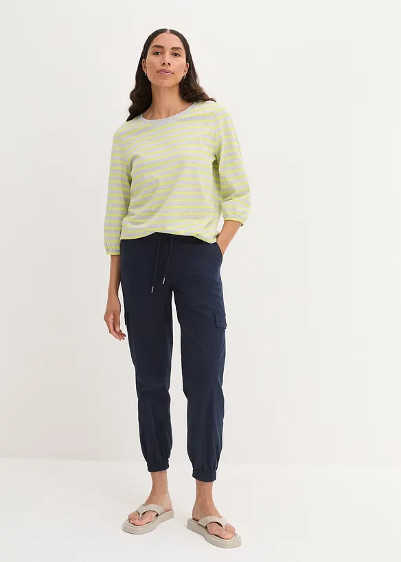 Bonprix Gestreiftes Bio-Baumwoll Shirt Mit 3/4 Ärmeln