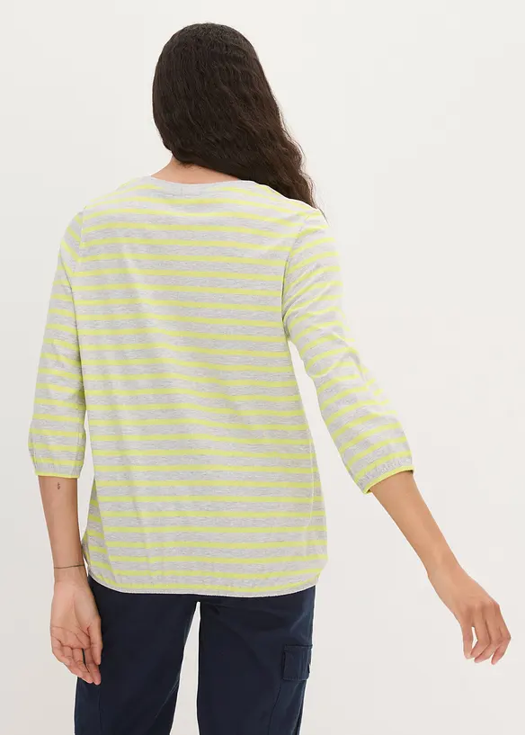 Bonprix Gestreiftes Bio-Baumwoll Shirt Mit 3/4 Ärmeln