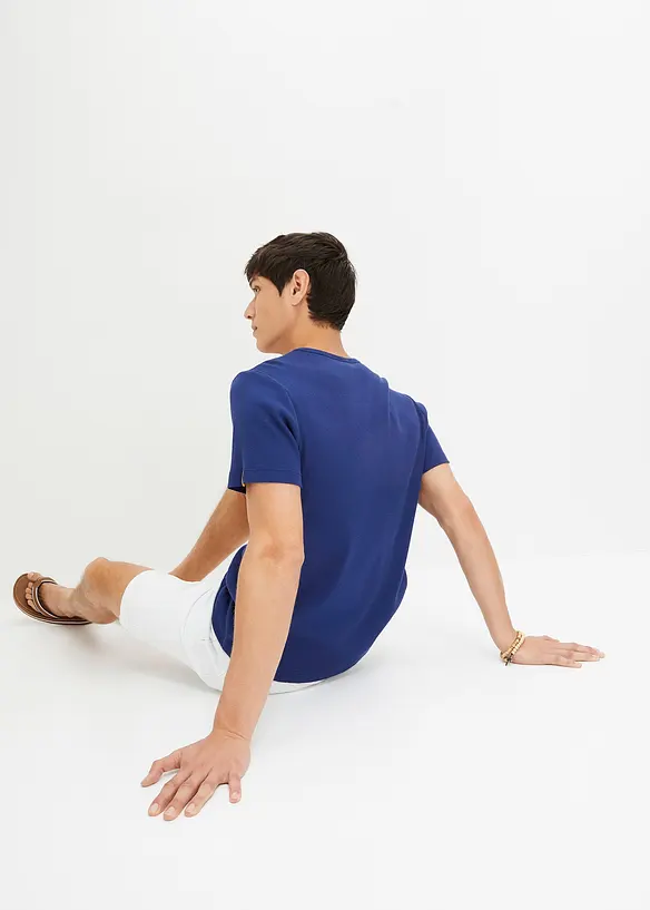 John Baner JEANSWEAR Henley-Rippshirt Aus Bio Baumwolle, Kurzarm