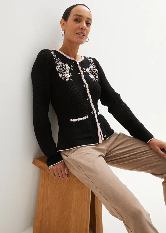 Bpc Selection Premium Hübsche Trachten-Strickjacke Mit Stickerei
