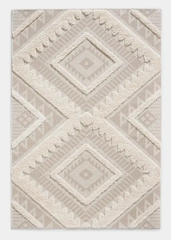 bonprix In- und Outdoor Hochflor Teppich mit plastischer Musterung