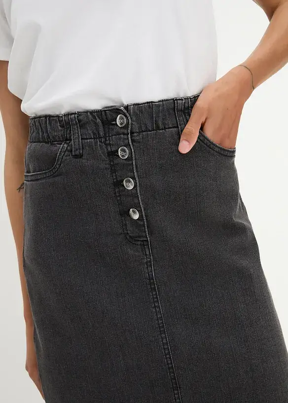 Bpc Bonprix Collection Jeansrock Mit Knopfleiste Und Bequembund