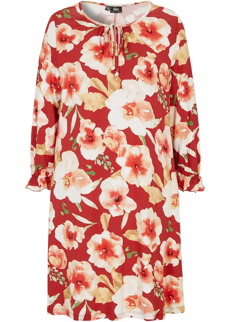 bpc bonprix collection Jersey-Tunika-Kleid mit Bindedetail am Ausschnitt, Knieumspielend