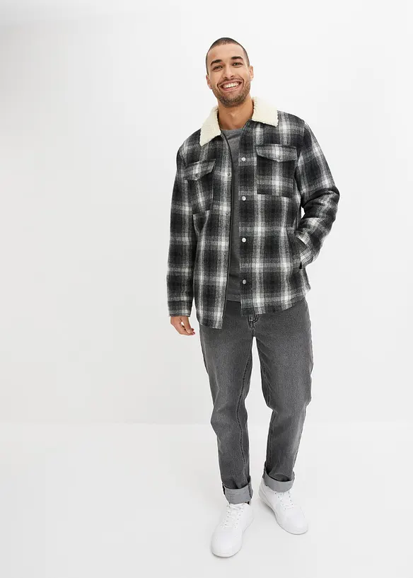 John Baner JEANSWEAR Hemdjacke Mit Teddykragen