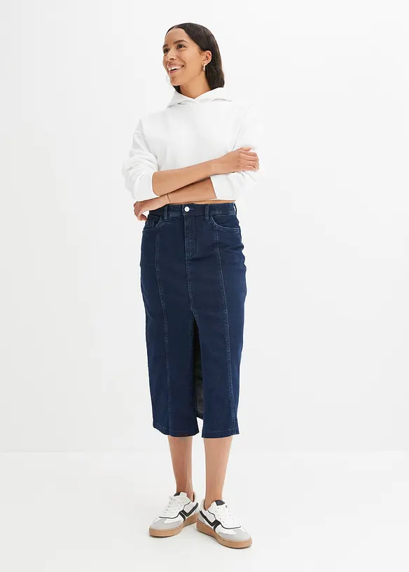 John Baner JEANSWEAR Midi Jeansrock Mit Schlitz