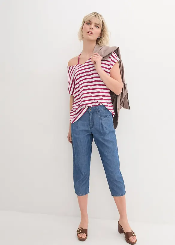 John Baner JEANSWEAR Wide Leg Jeans, Mid Waist, 3/4