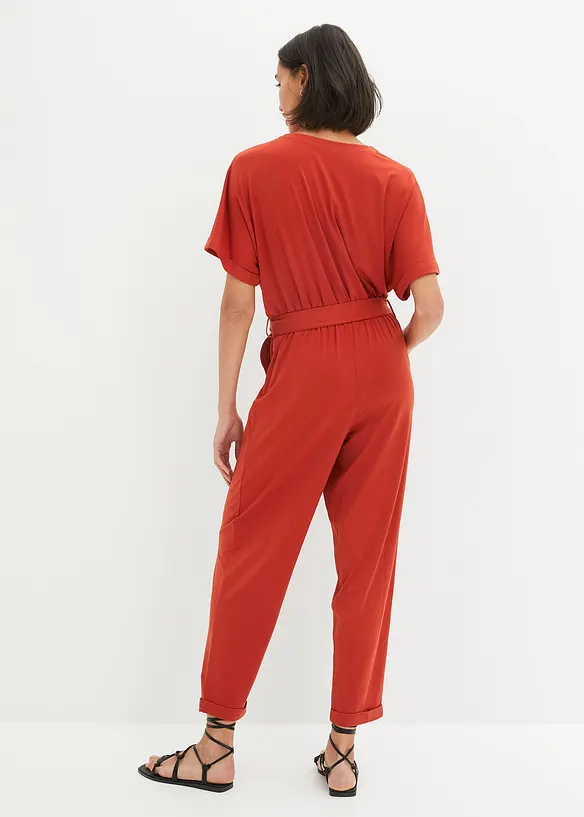 Bpc Bonprix Collection Jumpsuit Aus Strukturjersey Mit Bindegürtel , Knöchelfrei