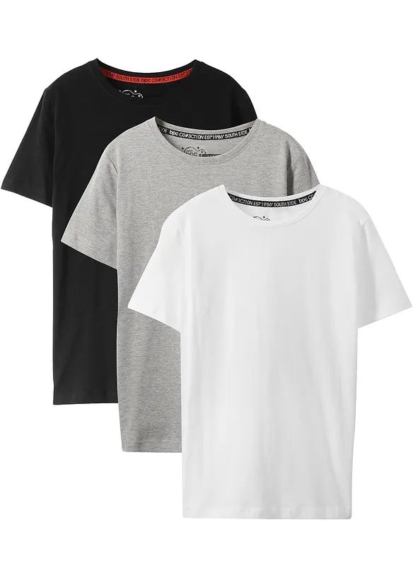 bonprix Jungen Basic T-Shirt aus Bio-Baumwolle (3er Pack)