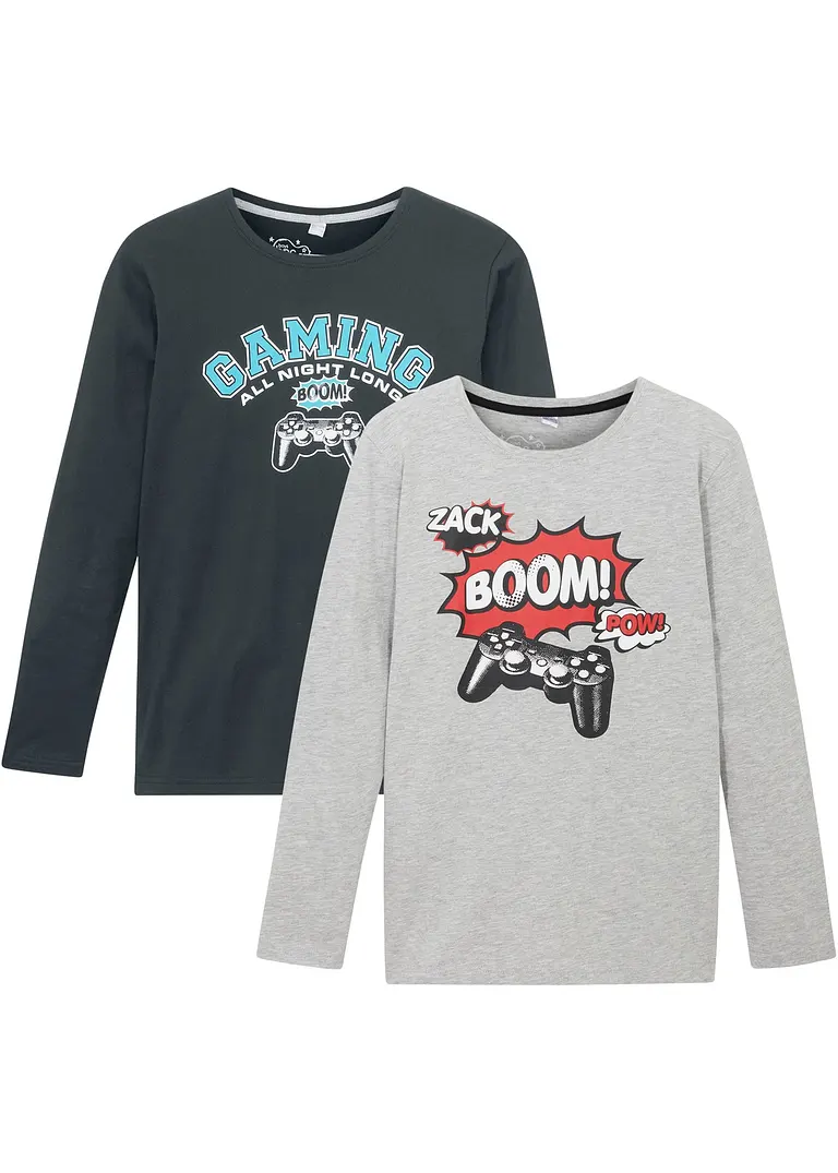 bpc bonprix collection Jungen Langarmshirt aus nachhaltiger Baumwolle (2er-Pack)