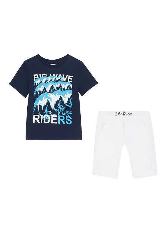 John Baner JEANSWEAR Jungen Stretch Shorts Mit T-Shirt (2-tlg.Set)