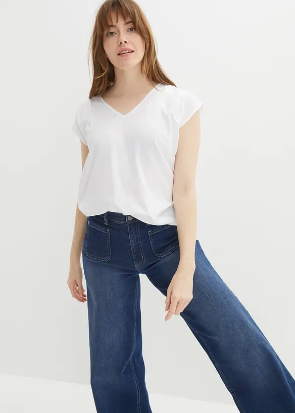 Bpc Bonprix Collection Kurzarmbluse Mit V-Ausschnitt