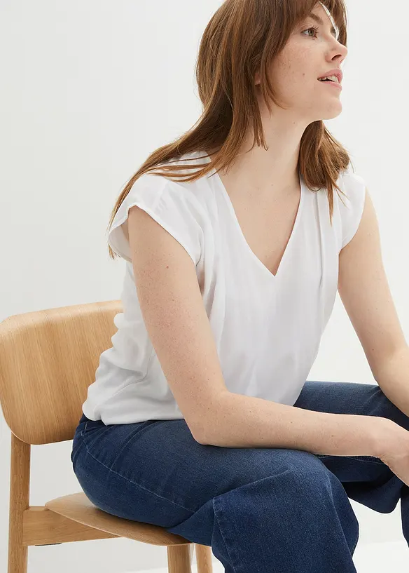 Bpc Bonprix Collection Kurzarmbluse Mit V-Ausschnitt