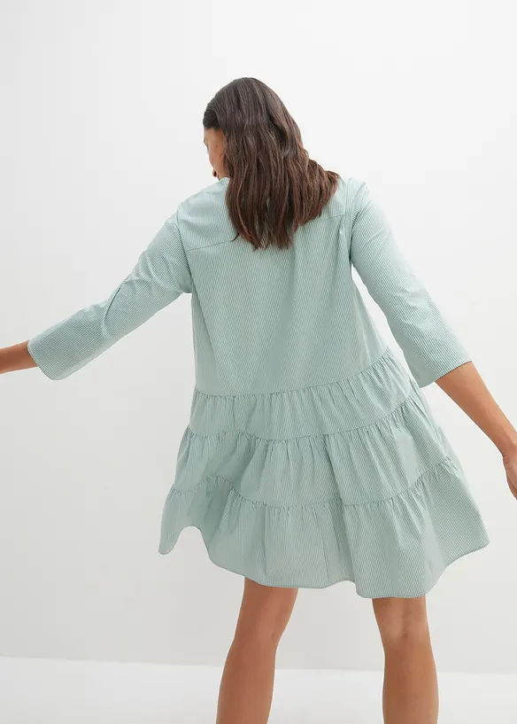 Bpc Bonprix Collection Kurzes Hemdblusenkleid Mit Feiner Rippenstruktur, 3/4 Arm