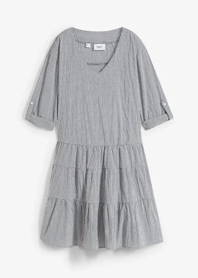 bpc bonprix collection Kurzes Hemdblusenkleid mit feiner Rippenstruktur, 3/4 Arm