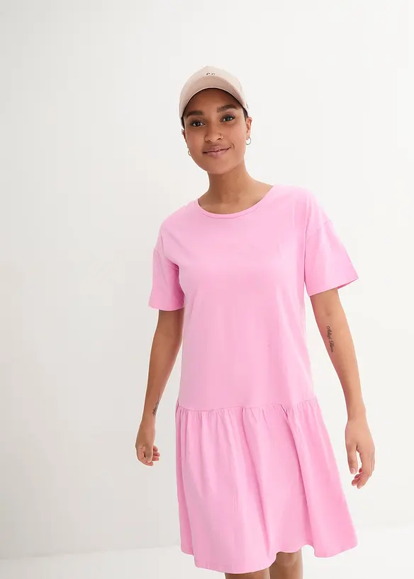 Bpc Bonprix Collection Kurzes Shirt Kleid Mit Volant Aus Bio-Baumwolle