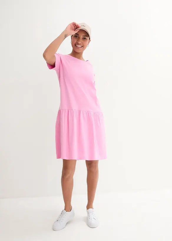 Bpc Bonprix Collection Kurzes Shirt Kleid Mit Volant Aus Bio-Baumwolle
