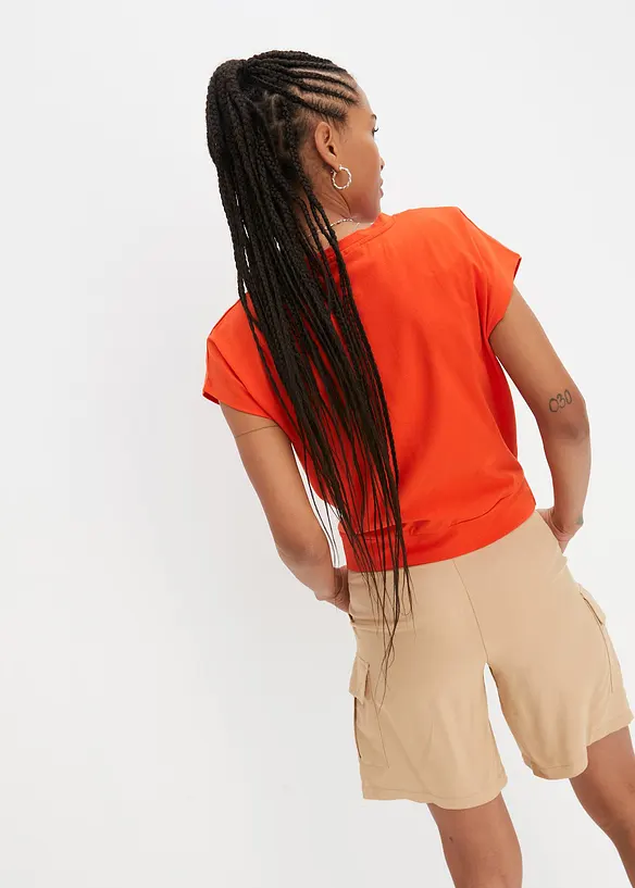 Bonprix Kurzes T-Shirt Mit Knoteneffekt Aus Biobaumwolle