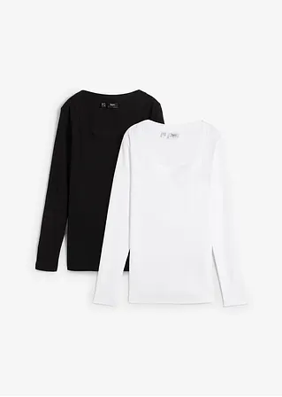bpc bonprix collection Langarmshirt mit Karree-Ausschnitt (2er Pack)