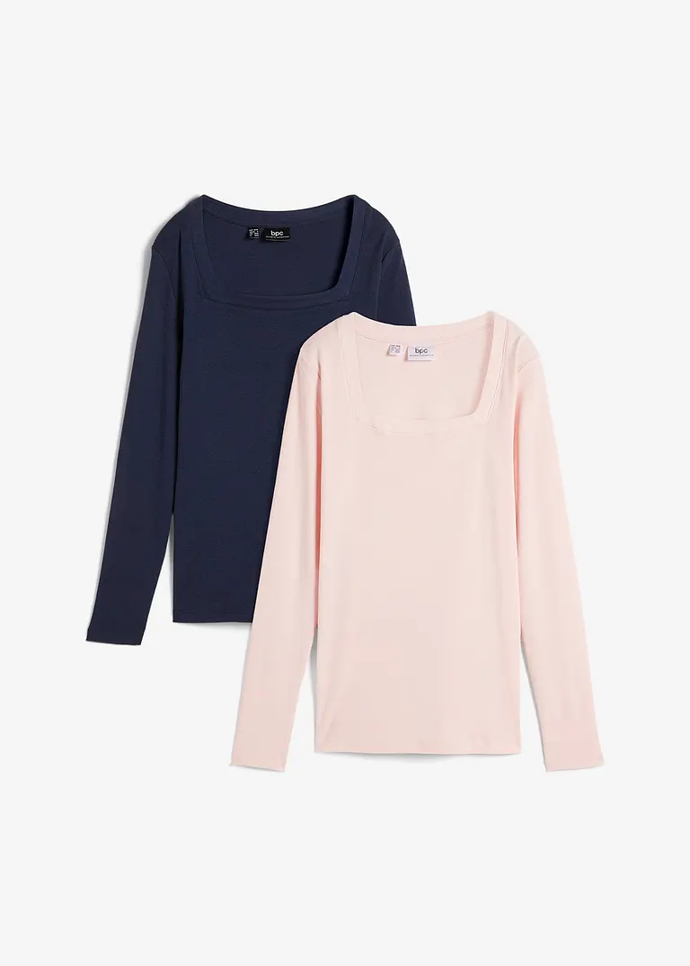 bpc bonprix collection Langarmshirt mit Karree-Ausschnitt (2er Pack)