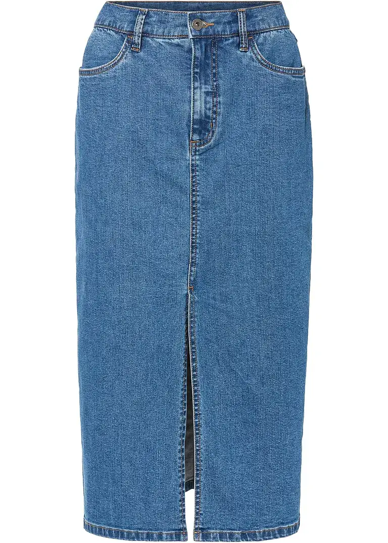 bonprix Langer Jeansrock mit Schlitz aus Positive Denim #1 Fabric