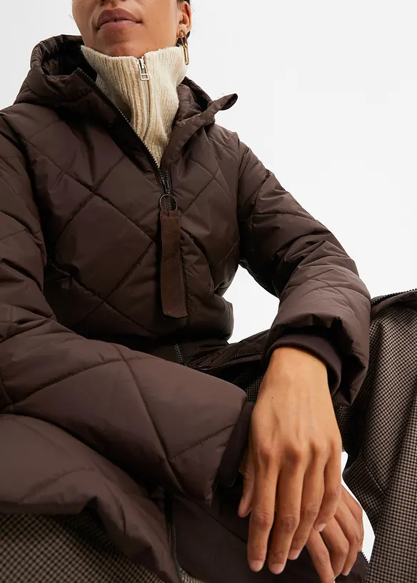 Bpc Bonprix Collection Langer, Wattierter Steppmantel Mit Kapuze