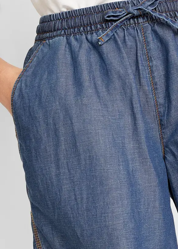 Bonprix Leichte Denim Shorts Mit Leinen Und Bequembund, Extra Weit