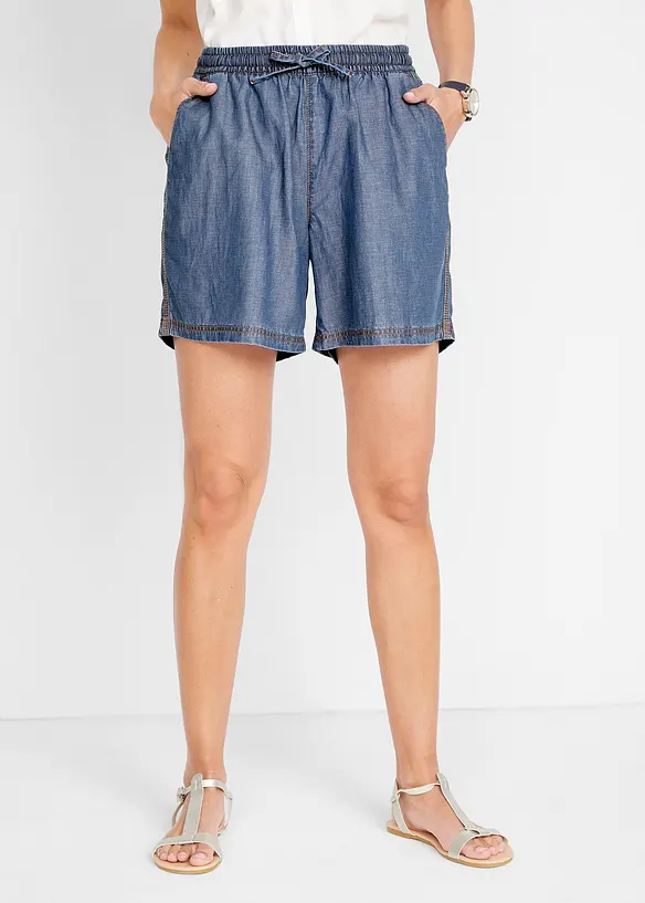Bonprix Leichte Denim Shorts Mit Leinen Und Bequembund, Extra Weit