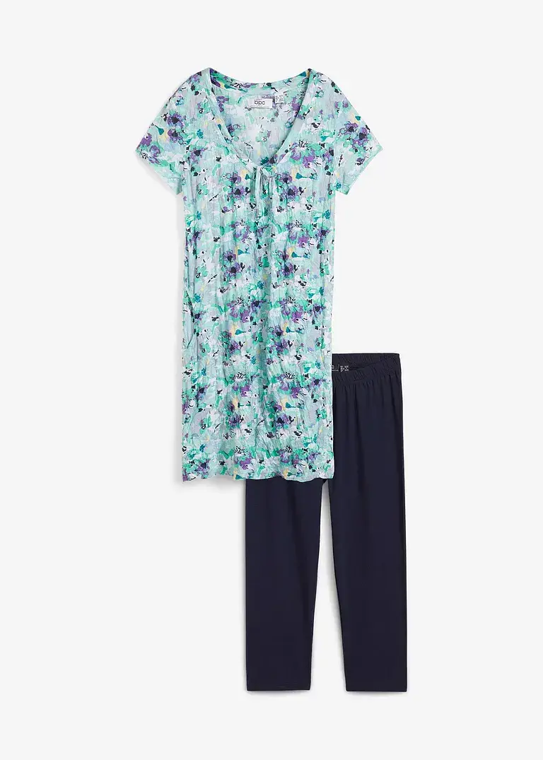 bpc bonprix collection Long-Tunika mit Crash-Effekt und Capri-Leggings (2-tlg.Set)