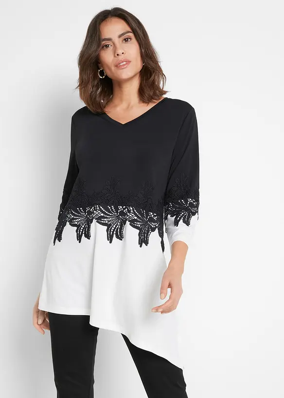 Bpc Selection Longshirt Mit Asymmetrischem Schnitt Und Spitze