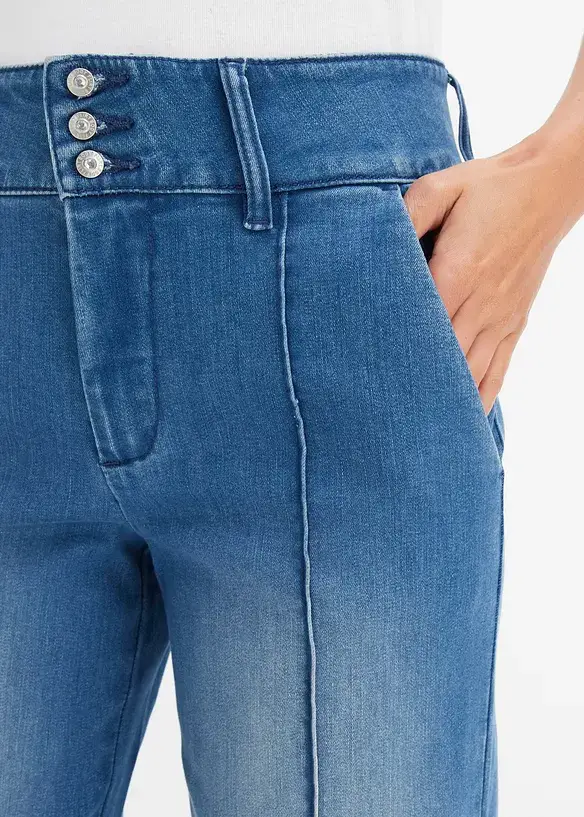 BODYFLIRT Boutique Marlenehose, Denim Mit Deko-Knöpfen