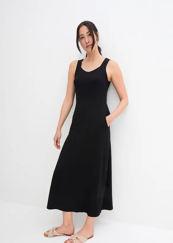 Bonprix Maxi-Jersey-Kleid Aus Baumwoll- Viskose Mischung