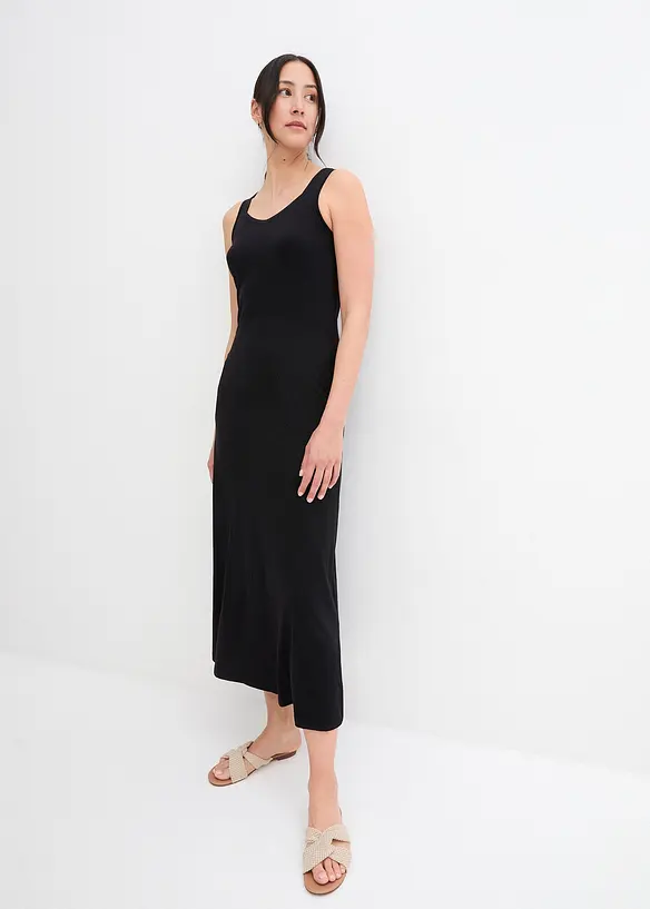 Bonprix Maxi-Jersey-Kleid Aus Baumwoll- Viskose Mischung