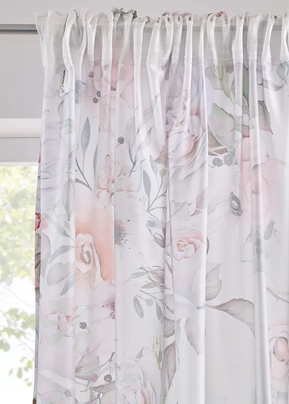 Bonprix Microfaser Vorhang Mit Rosendruck Mit Recyceltem Polyester (1er Pack)