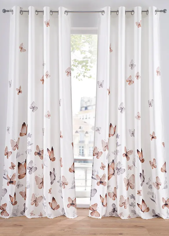 Bonprix Microfaser Vorhang Mit Schmetterlingsdruck (1er Pack)