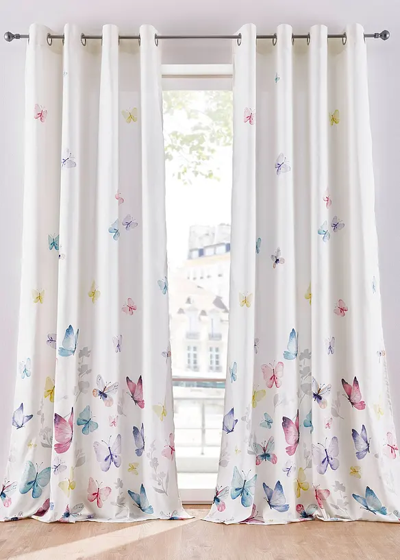 bonprix Microfaser Vorhang mit Schmetterlingsdruck (1er Pack)