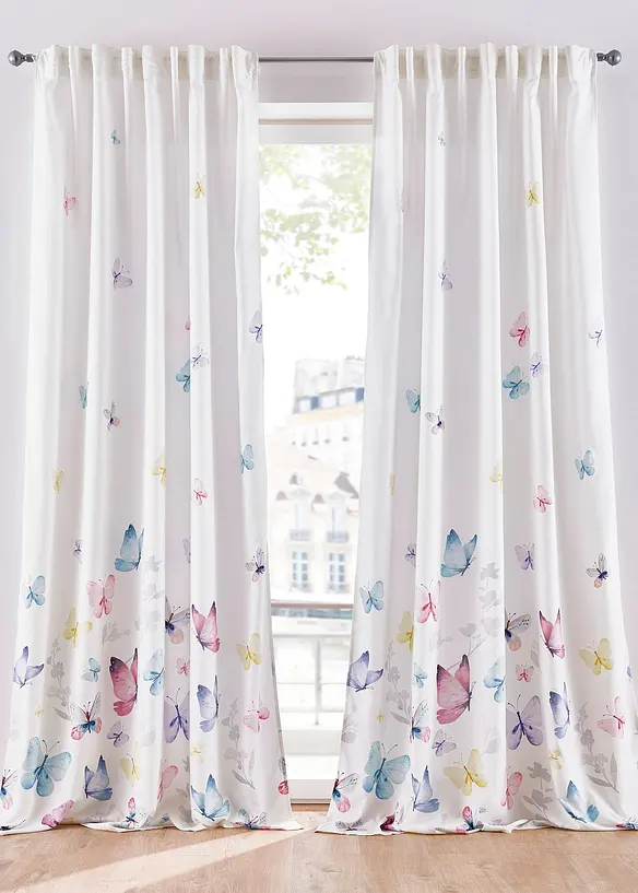bonprix Microfaser Vorhang mit Schmetterlingsdruck (1er Pack)