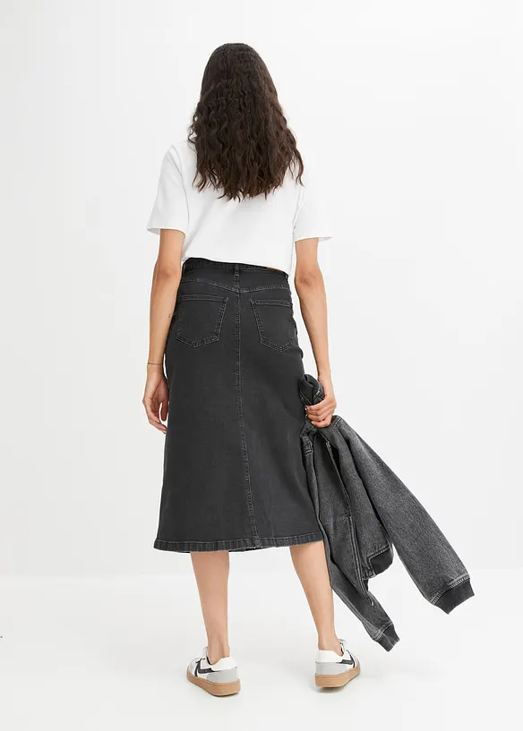 John Baner JEANSWEAR Midi Jeansrock Mit Knopfleiste