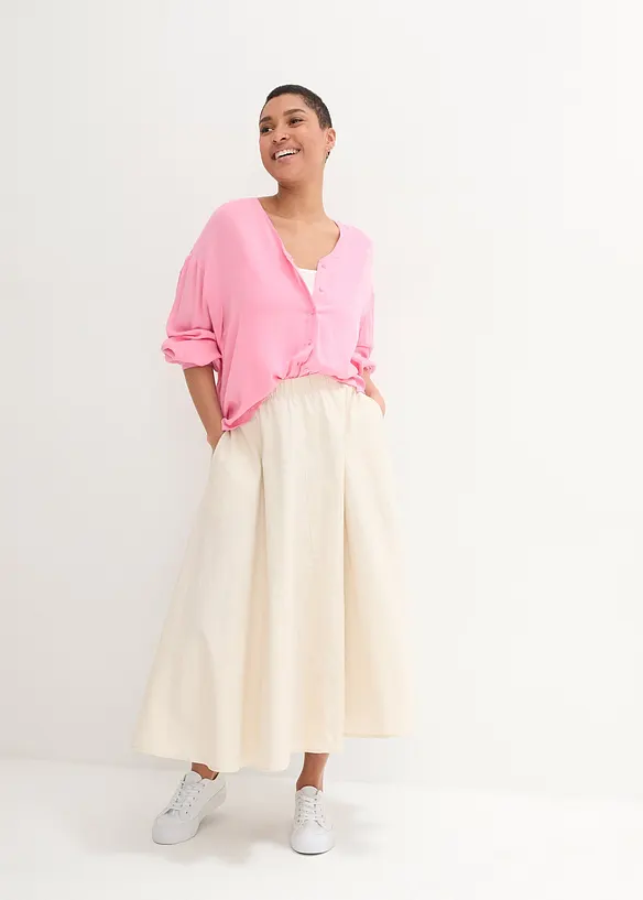 Bpc Bonprix Collection Midirock Mit Taschen In A-Linie Mit Leinen