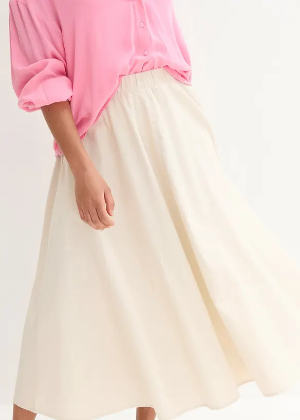 Bpc Bonprix Collection Midirock Mit Taschen In A-Linie Mit Leinen