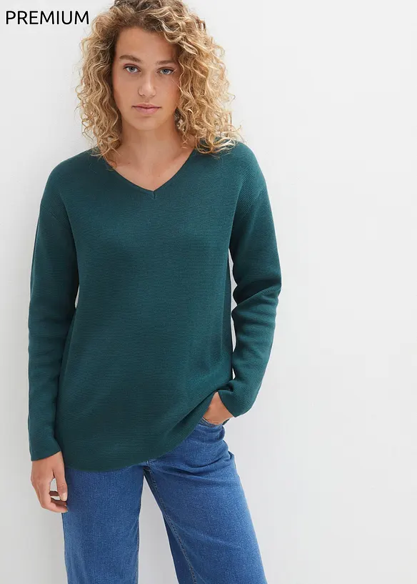 Bpc Bonprix Collection Milano Rib Pullover Mit V-Ausschnitt