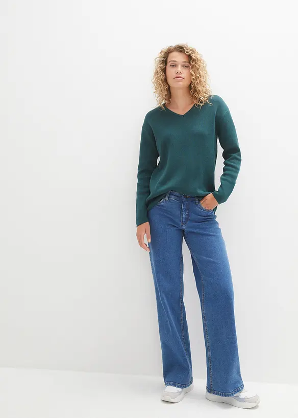 Bpc Bonprix Collection Milano Rib Pullover Mit V-Ausschnitt
