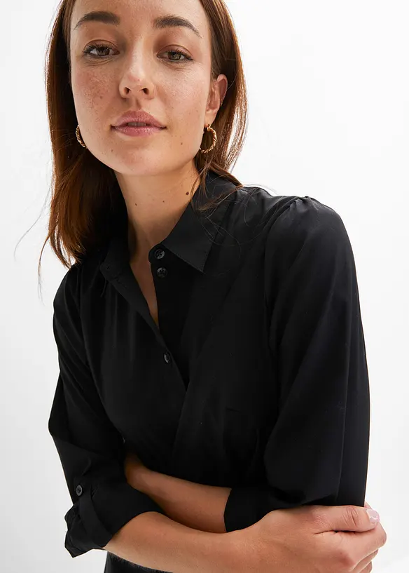 Bpc Bonprix Collection Mini-Blusenkleid Mit Abgerundetem Saum Aus Web