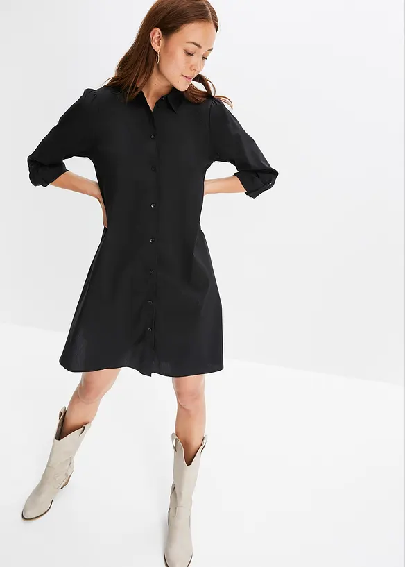 Bpc Bonprix Collection Mini-Blusenkleid Mit Abgerundetem Saum Aus Web